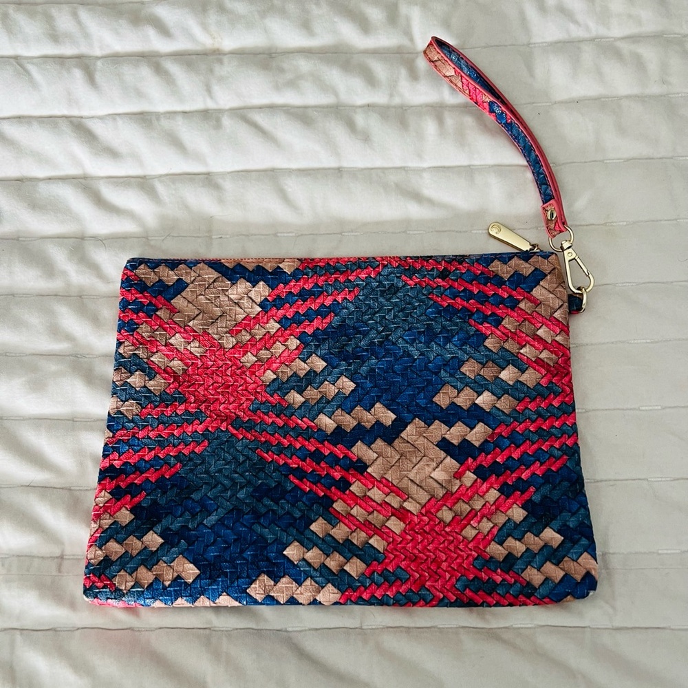 Large Multicolor Woven Straw Clutch Envelope purse bag